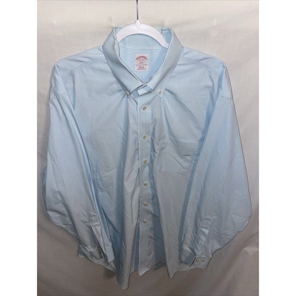 Brooks Brothers 346 Men’s Dress Shirt Size XL 18 Collar Blue Gray Striped Formal